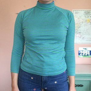 Vintage Striped Fitted Turtle Neck
